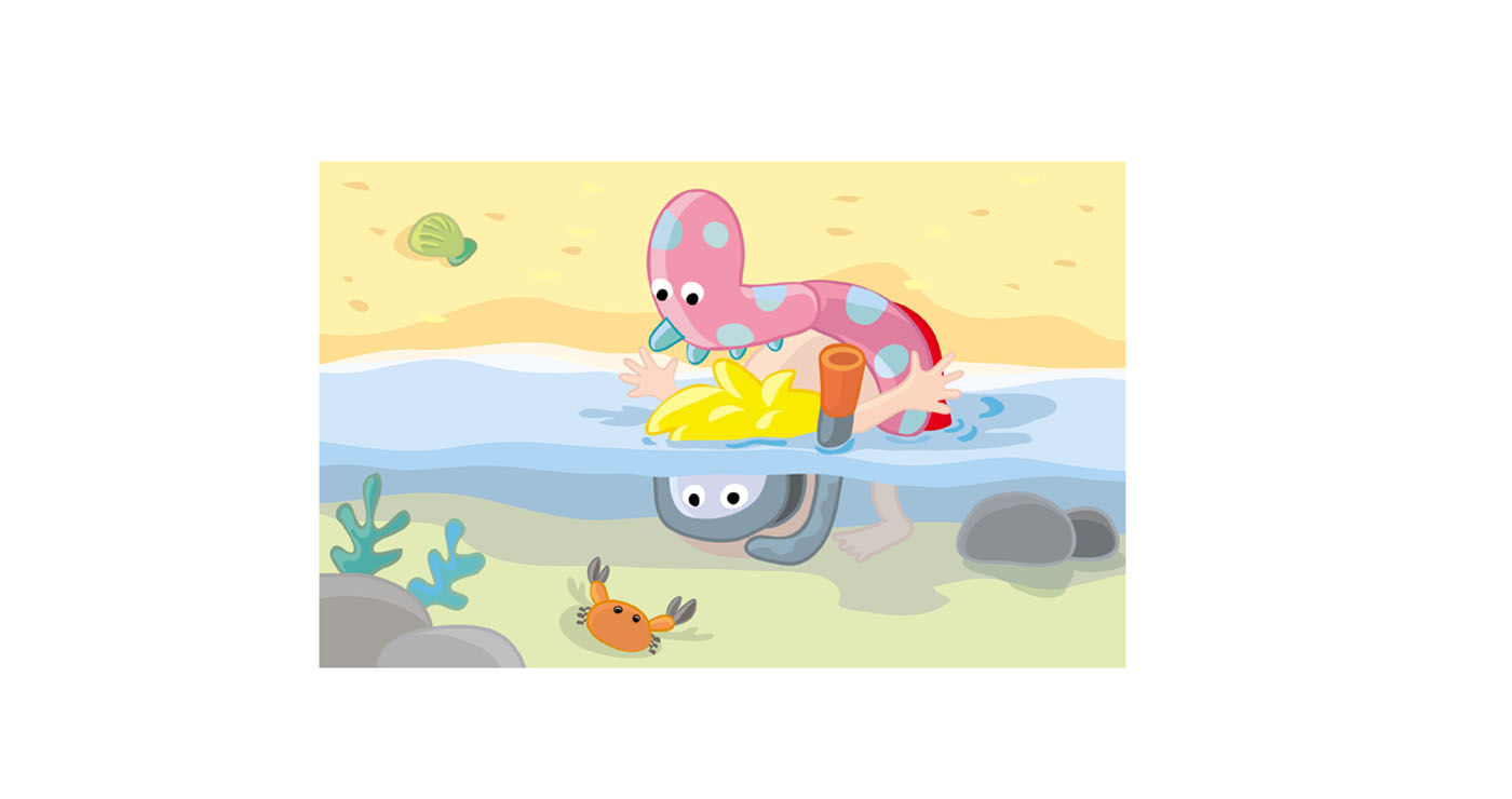 illustration vernius enfant plage
